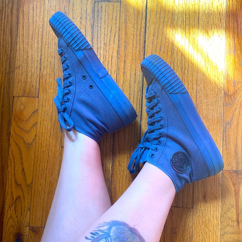 Pf Flyers All Over Blue Sole hi top sneaker shoes W 9 M 7.5